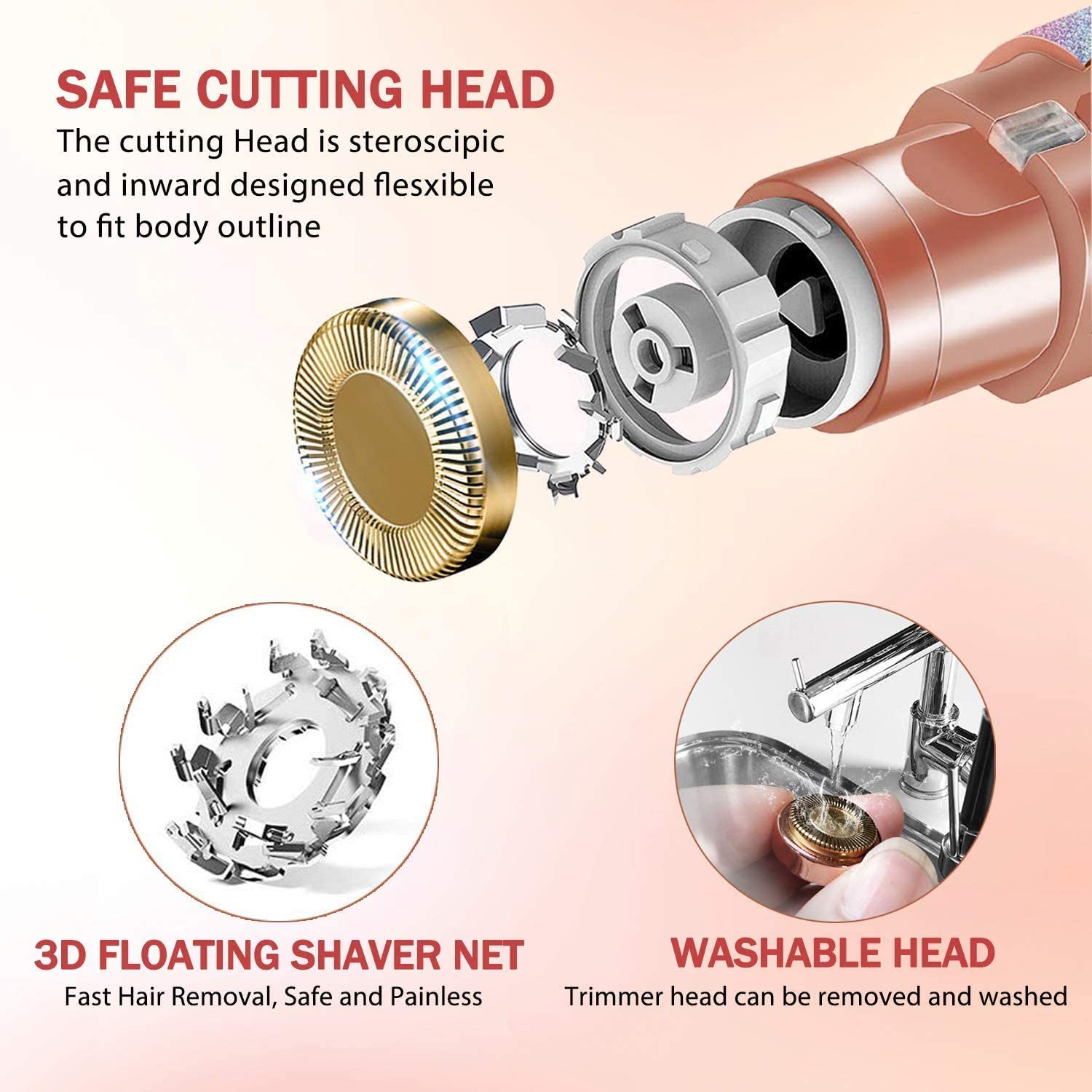 Portable 2 IN 1 Women Epilator Electric Painless Hair Remover Eyebrow Shaper - Image 7