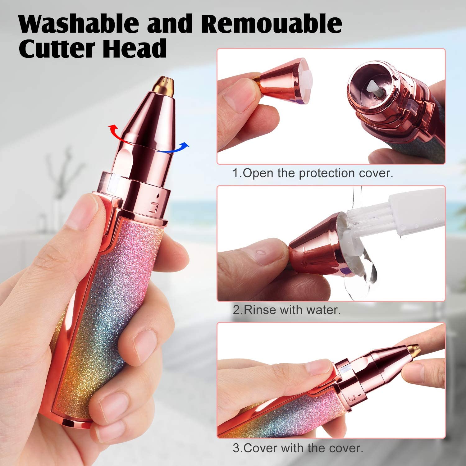 Portable 2 IN 1 Women Epilator Electric Painless Hair Remover Eyebrow Shaper - Image 8