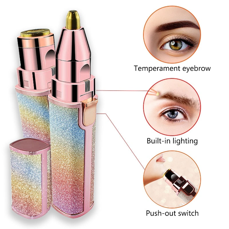 Portable 2 IN 1 Women Epilator Electric Painless Hair Remover Eyebrow Shaper - Image 6