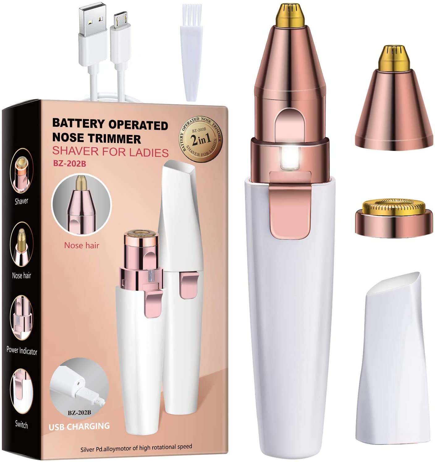 Portable 2 IN 1 Women Epilator Electric Painless Hair Remover Eyebrow Shaper - Image 2